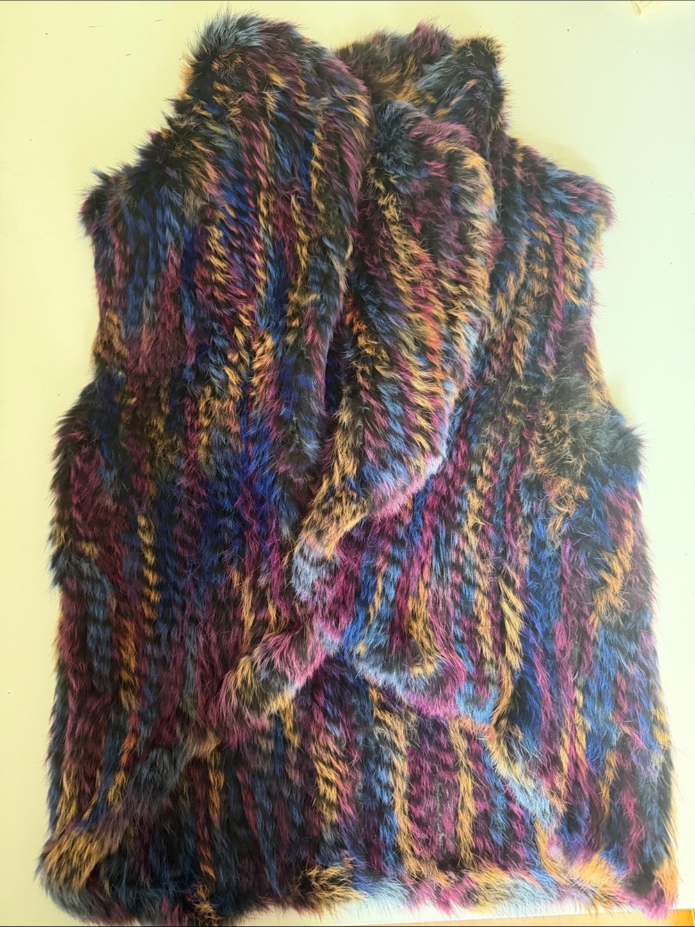 La Fiorentina Multicolor Faux Fur Vest - Purple, Blue, Pink, Gold
